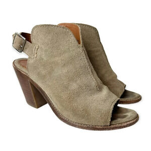 Frye Carolina  Ash Tan Suede Sling Peep-Toe Shoe